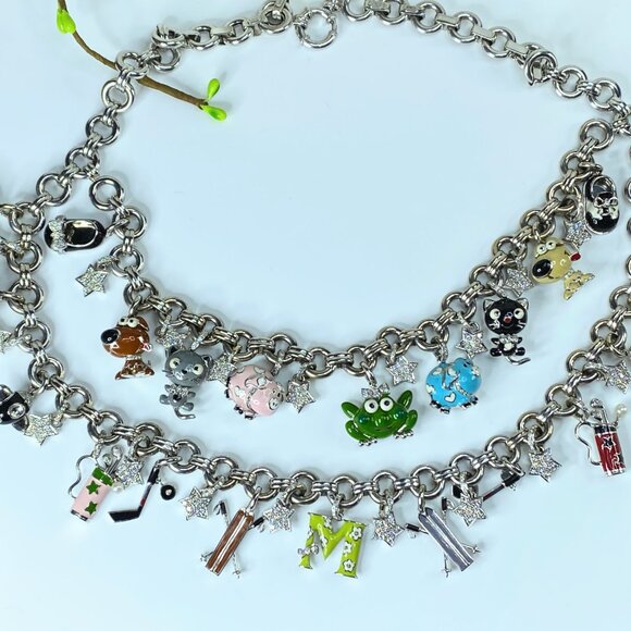 Aaron Basha 18k White Gold Enamel and Diamond Charm Necklace 20" 285.4g JR85754 - Picture 2 of 16